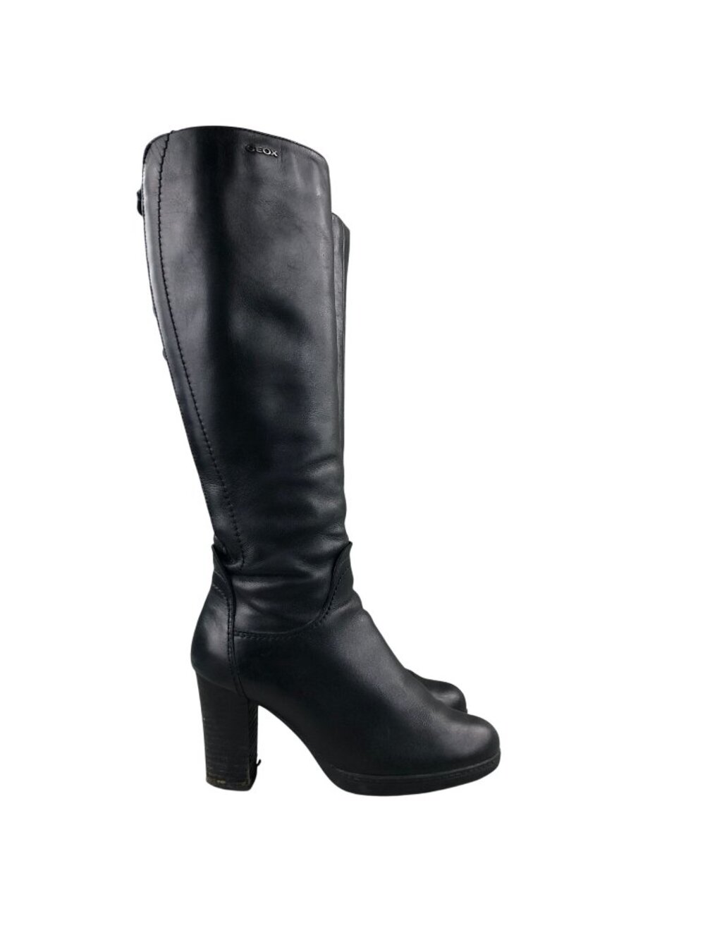 GEOX Women's Size 35 (5) Respira Black Fleece Lined High Heel Knee High Boots